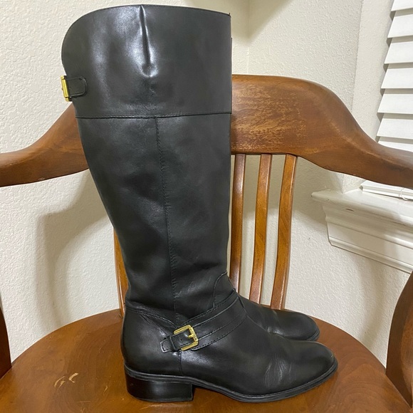 Ralph Lauren Maritza Black Leather Tall Boots 9B - Picture 10 of 12